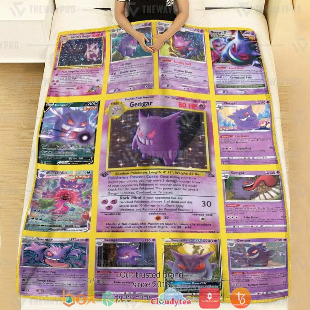 NEW Gengar Cards Version 2 Pokemon Blanket 3 Anime Pokemon Gengar Cards Version 2 Soft Blanket 1 2