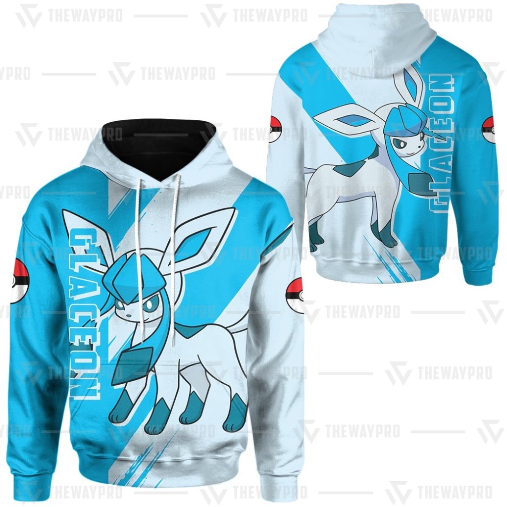 HOT Anime Pokemon Glaceon 3D Printed Hoodie 1 Anime Pokemon Glaceon 3D All Over Printed Hoodie