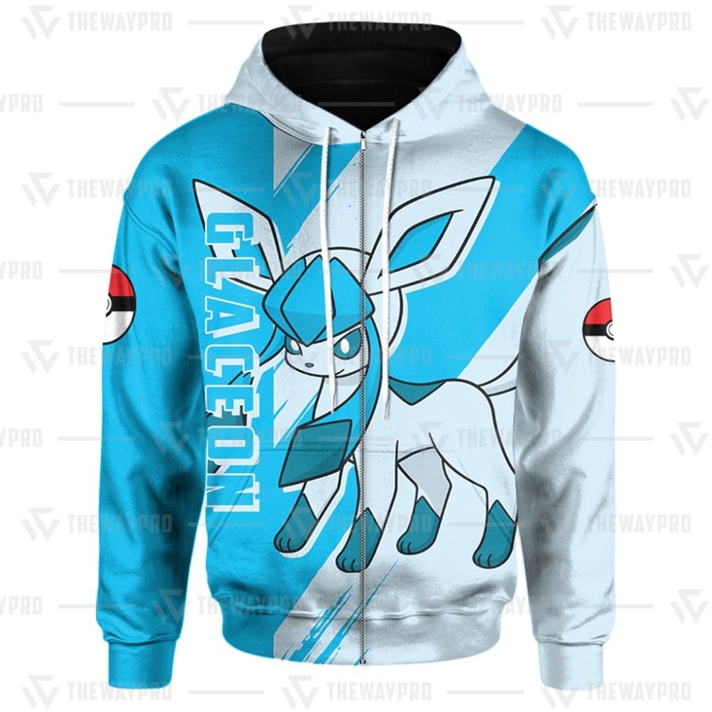 HOT Anime Pokemon Glaceon 3D Printed Hoodie 3 Anime Pokemon Glaceon 3D All Over Printed Hoodie 1 2
