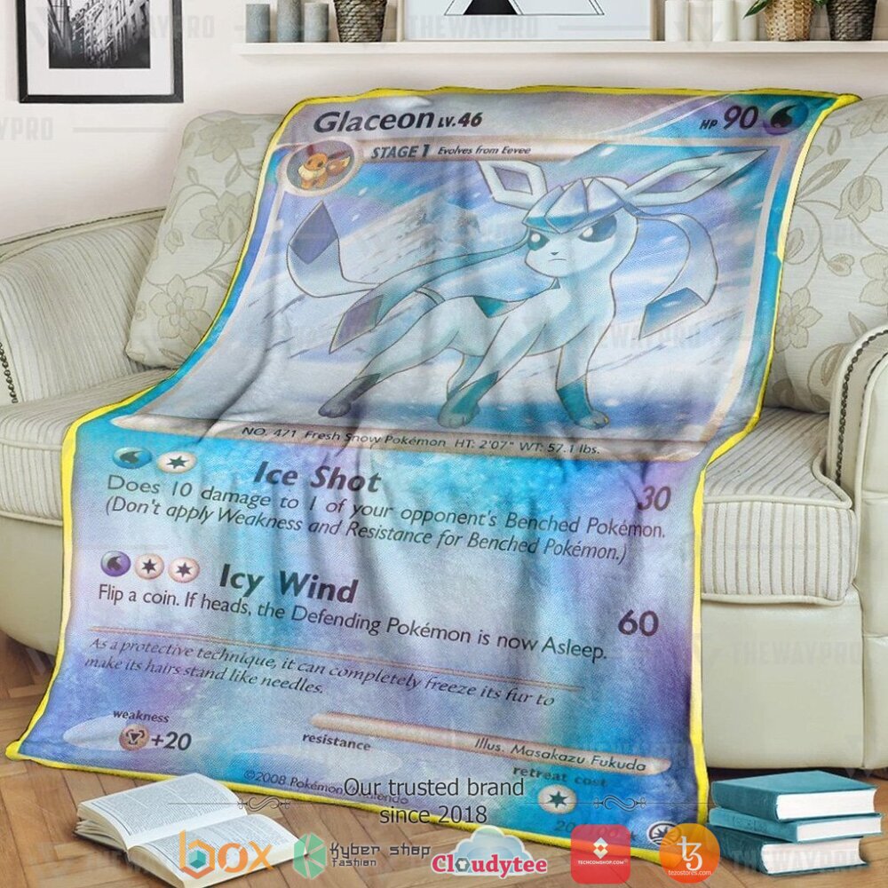 Anime Pokemon Glaceon Majestic Dawn Soft Blanket
