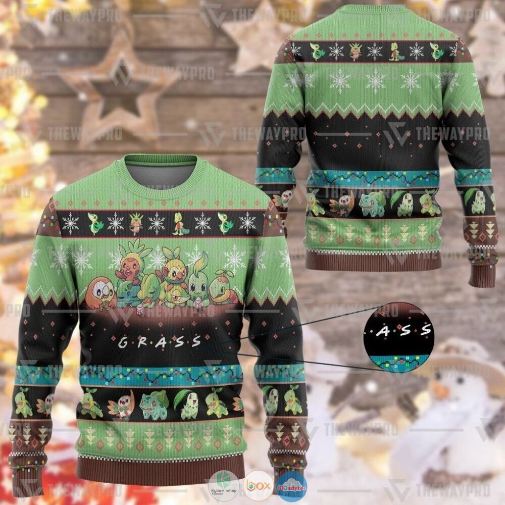 Anime Pokemon Grass Christmas Sweater