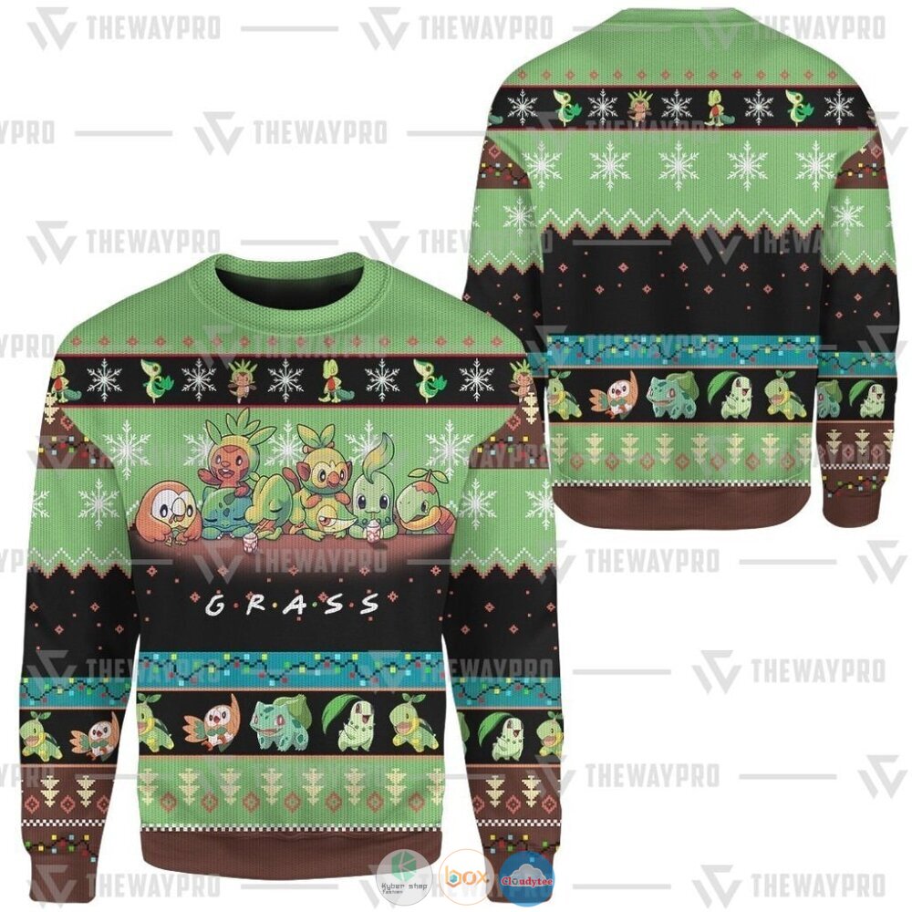 Pokemon Grass Ugly Christmas Sweater 4 Anime Pokemon Grass Christmas Sweater 1 2 3