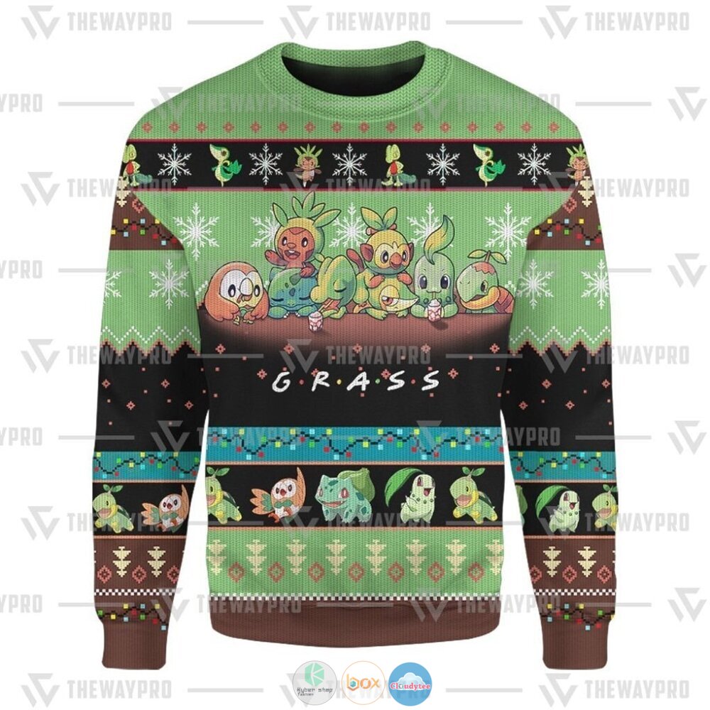 Pokemon Grass Ugly Christmas Sweater 5 Anime Pokemon Grass Christmas Sweater 1 2 3 4