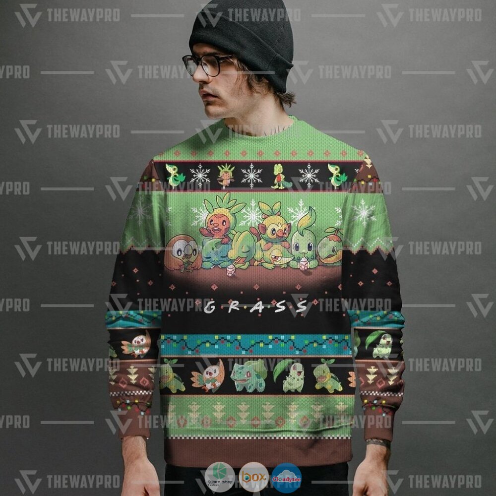 Pokemon Grass Ugly Christmas Sweater 6 Anime Pokemon Grass Christmas Sweater 1 2 3 4 5