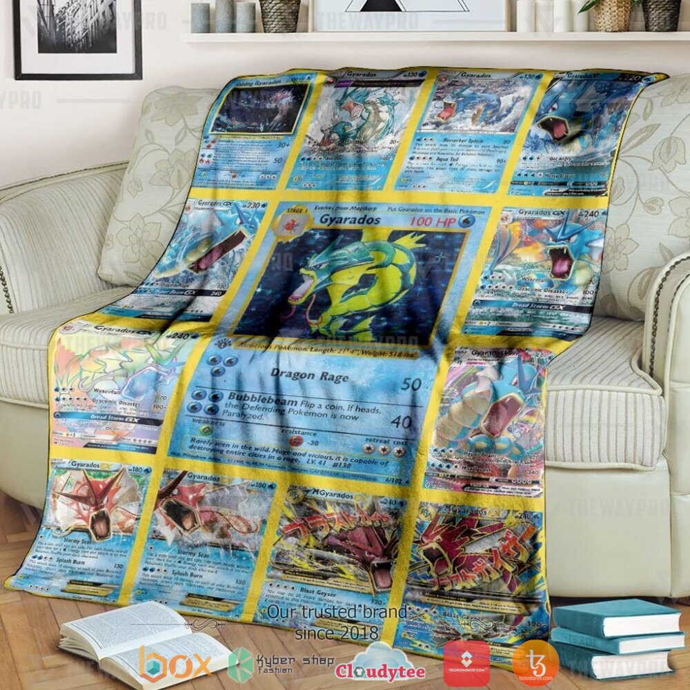 Anime Pokemon Gyarados Cards Version 2 Soft Blanket