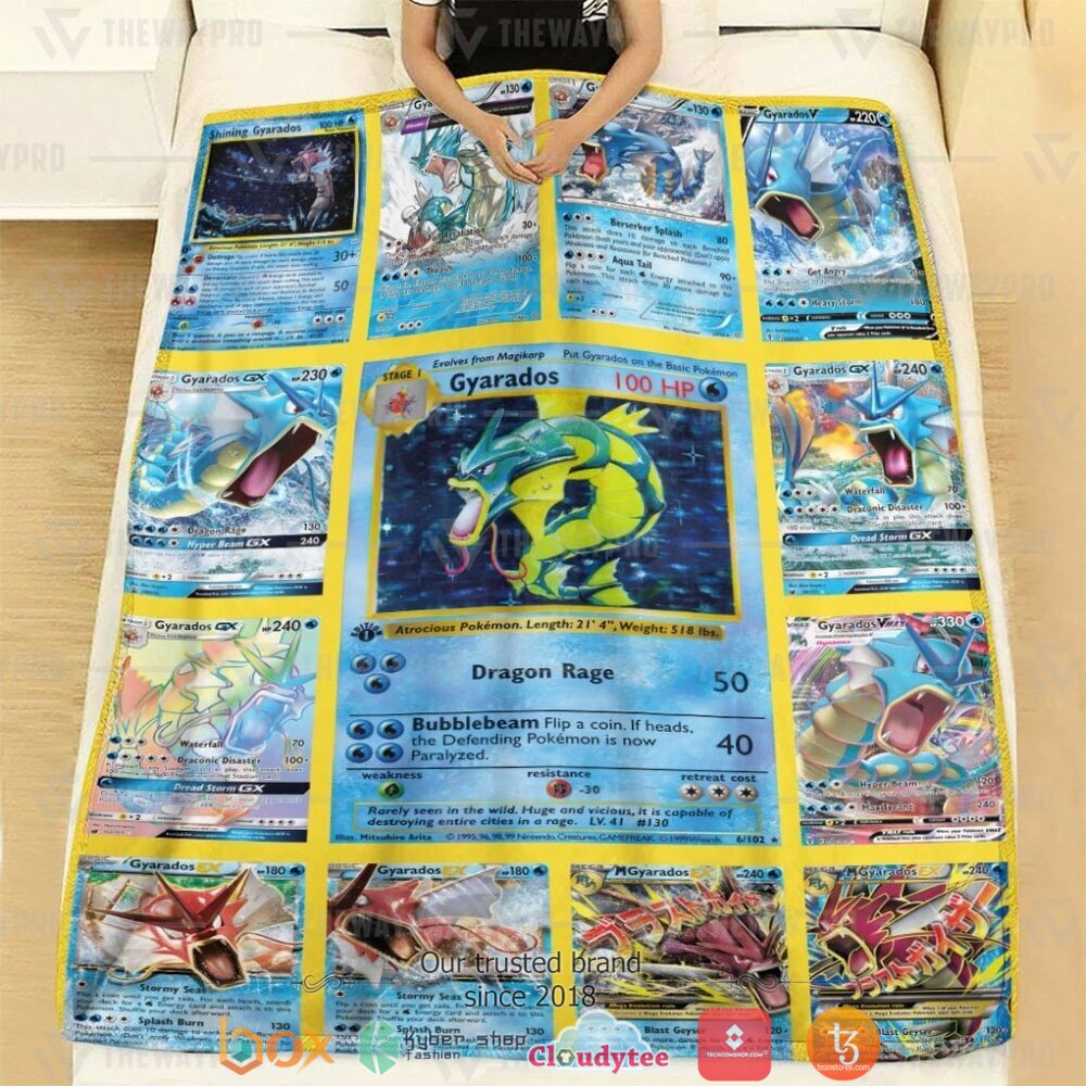 HOT Gyarados Cards Version 2 Pokemon Blanket 3 Anime Pokemon Gyarados Cards Version 2 Soft Blanket 1 2