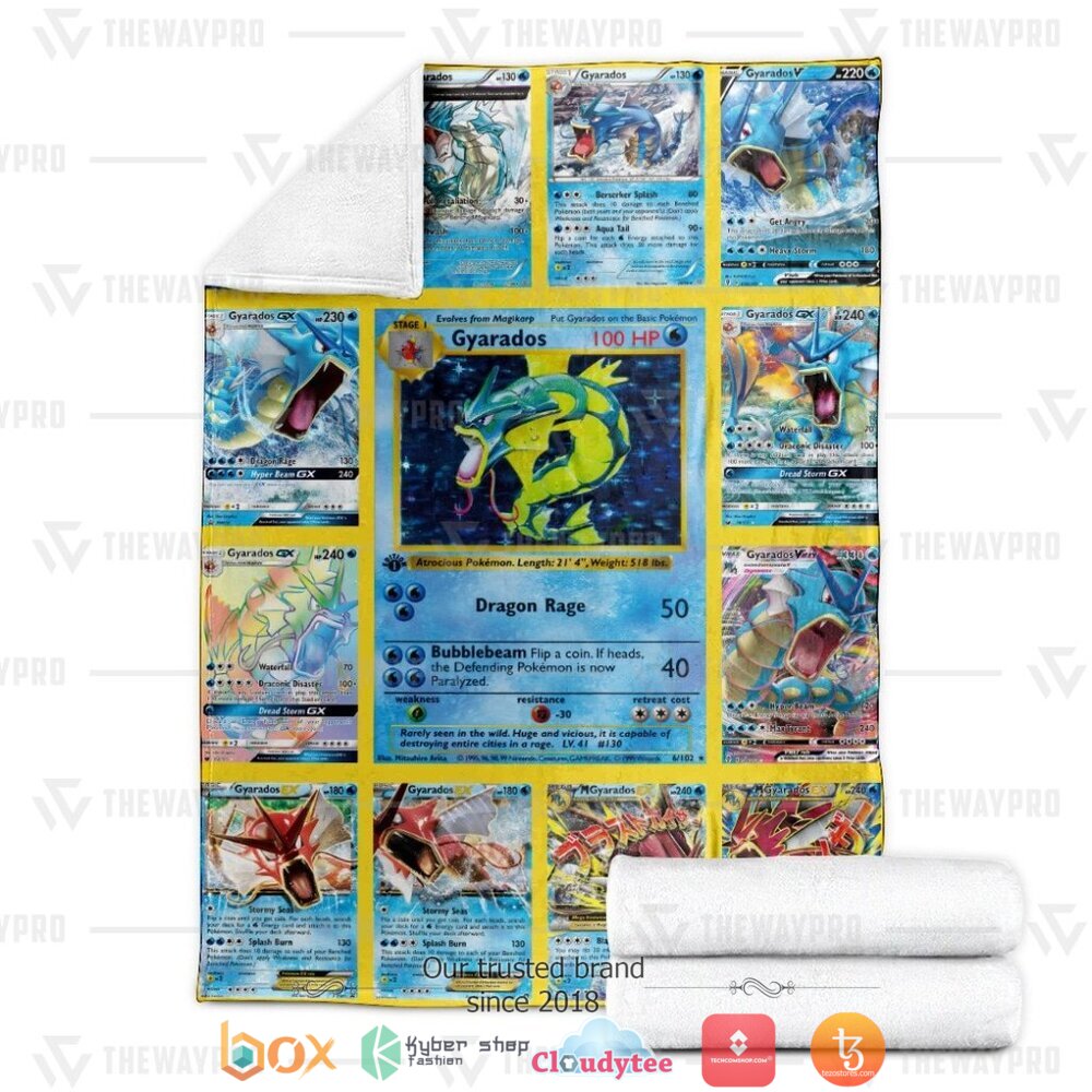 HOT Gyarados Cards Version 2 Pokemon Blanket 4 Anime Pokemon Gyarados Cards Version 2 Soft Blanket 1 2 3