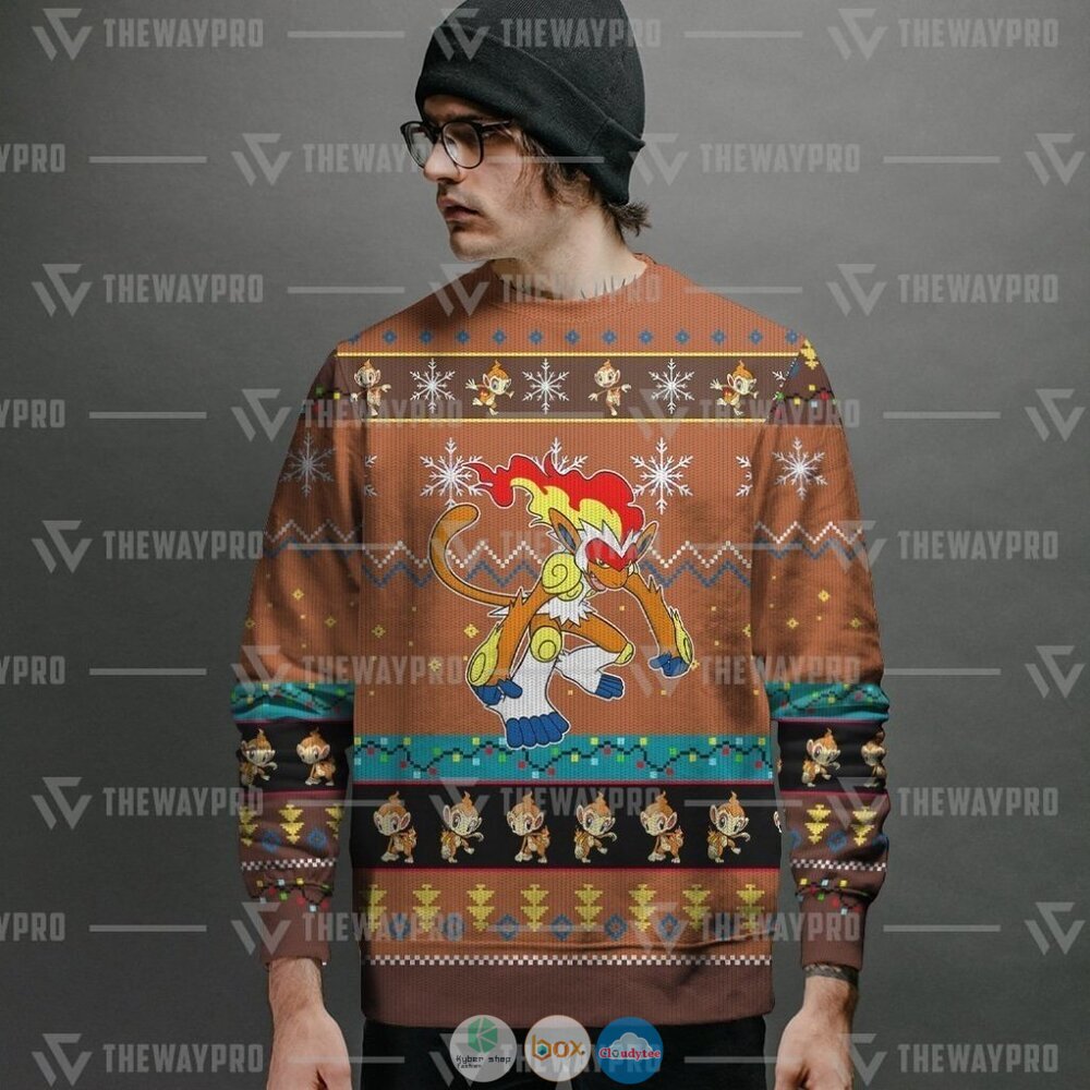 Pokemon Infernape Ugly Christmas Sweater 12 Anime Pokemon Infernape Christmas Sweater 1 2 3