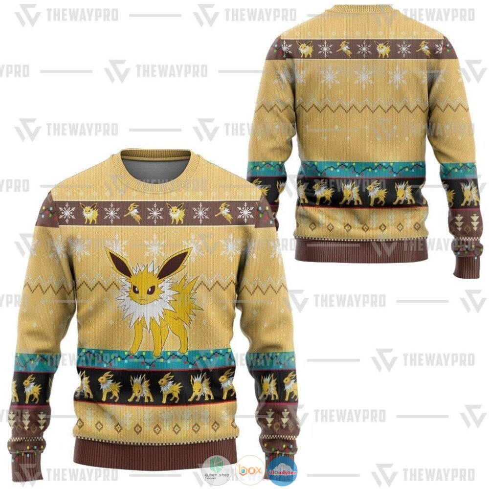 Pokemon Jolteon Ugly Christmas Sweater 2 Anime Pokemon Jolteon Christmas Sweater 1