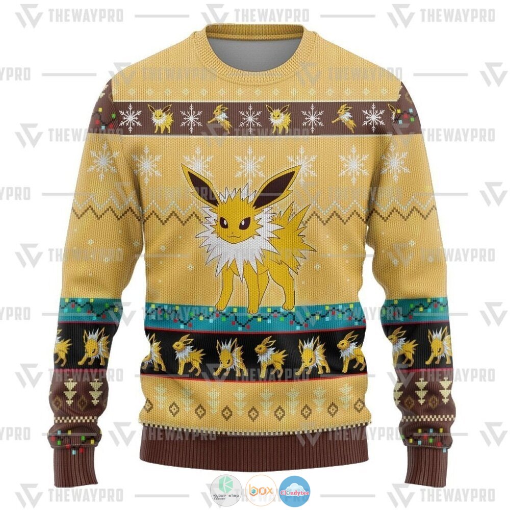 Pokemon Jolteon Ugly Christmas Sweater 3 Anime Pokemon Jolteon Christmas Sweater 1 2