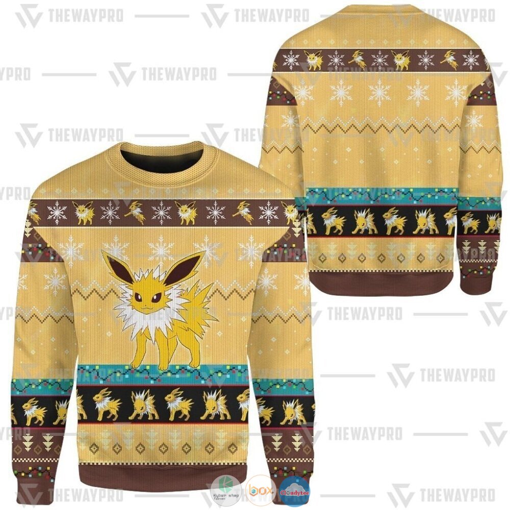 Pokemon Jolteon Ugly Christmas Sweater 4 Anime Pokemon Jolteon Christmas Sweater 1 2 3