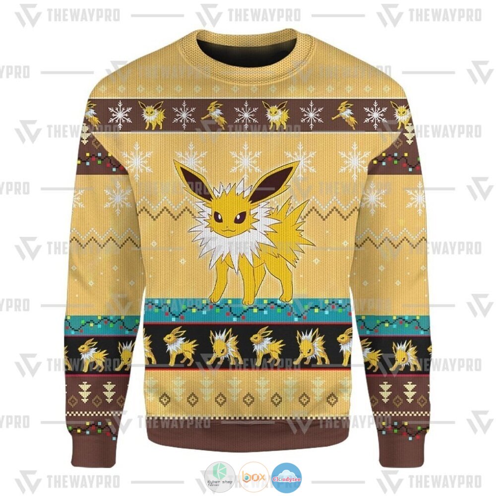 Pokemon Jolteon Ugly Christmas Sweater 5 Anime Pokemon Jolteon Christmas Sweater 1 2 3 4