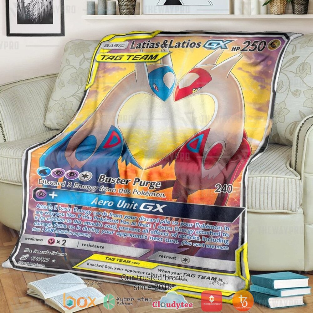 Anime Pokemon Latias Latios GX Team Up Soft Blanket