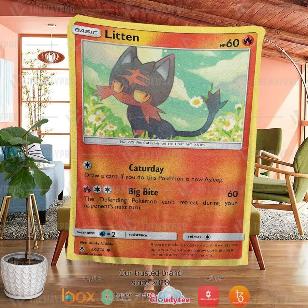 NEW Litten Unbroken Bonds Pokemon Blanket • Kybershop
