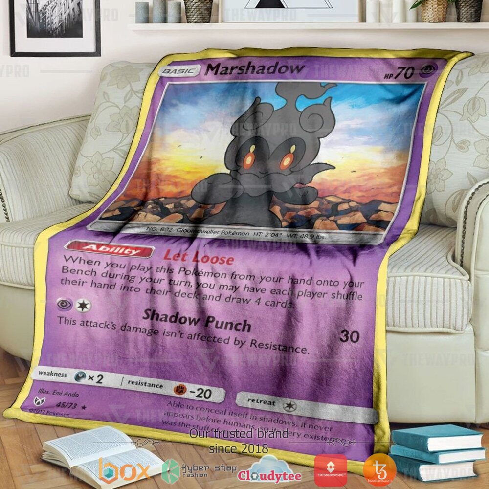 HOT Marshadow Shining Legends Pokemon Blanket 1 Anime Pokemon Marshadow Shining Legends Soft Blanket