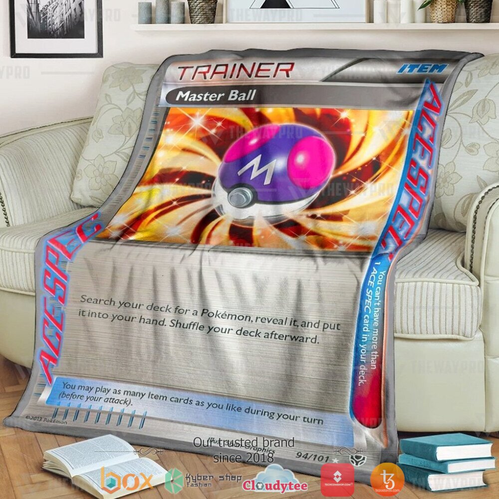 Anime Pokemon Master Ball Trainer Soft Blanket
