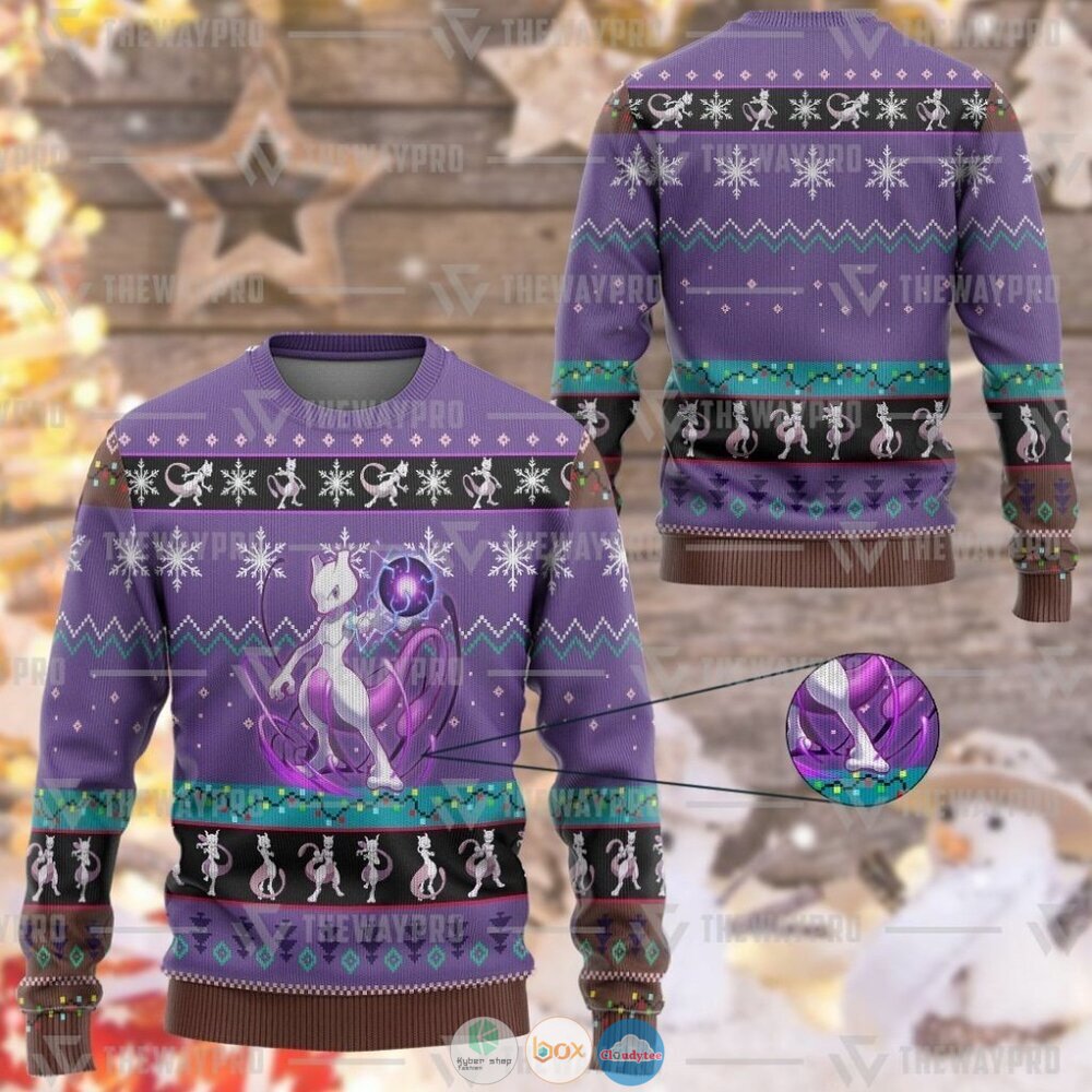 Anime Pokemon Mewtwo Christmas Sweater
