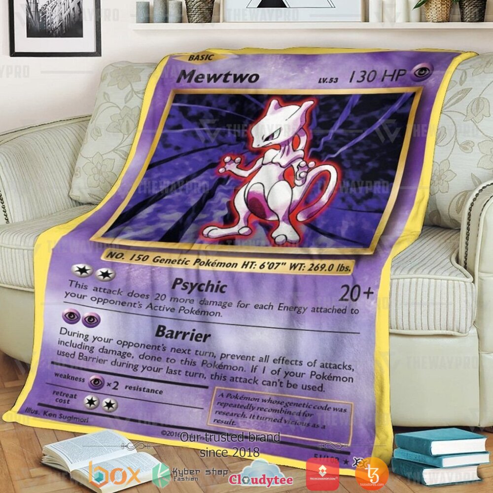 Anime Pokemon Mewtwo Evolutions soft Blanket
