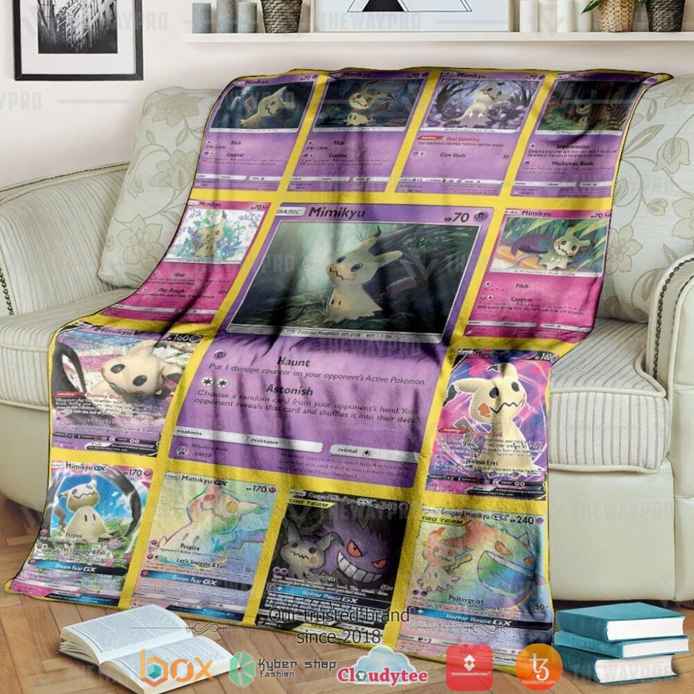 HOT Mimikyu Cards Version 2 Pokemon Blanket 9 Anime Pokemon Mimikyu Cards Version 2 Soft Blanket