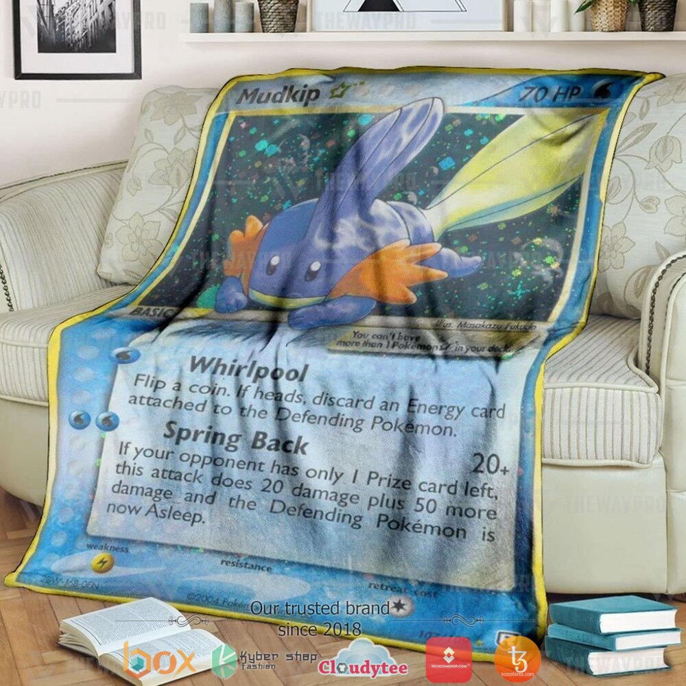 Anime Pokemon Mudkip TR Holo soft Blanket