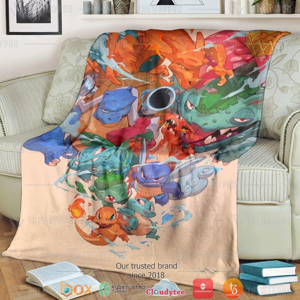 NEW Old School Pokemon Blanket 1 Anime Pokemon Old School Soft Blanket