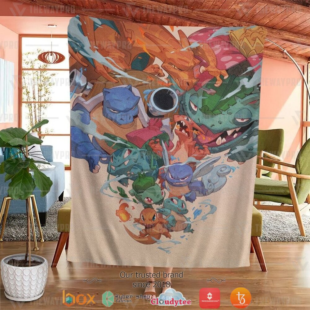 NEW Old School Pokemon Blanket 2 Anime Pokemon Old School Soft Blanket 1