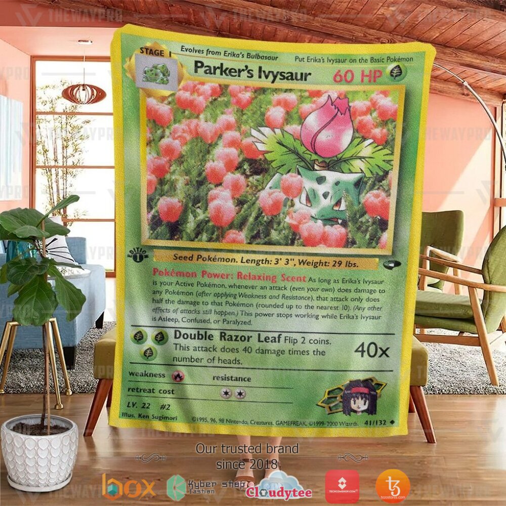 BEST Parker's Ivysaur Card Pokemon Blanket 2 Anime Pokemon Parkers Ivysaur Card Soft Blanket 1