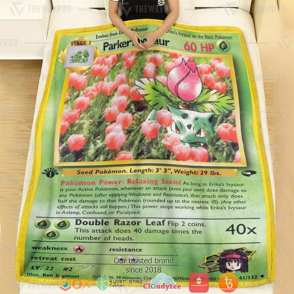 BEST Parker's Ivysaur Card Pokemon Blanket 3 Anime Pokemon Parkers Ivysaur Card Soft Blanket 1 2