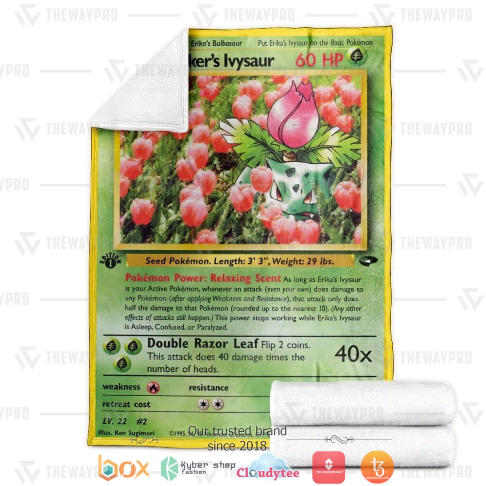 BEST Parker's Ivysaur Card Pokemon Blanket 4 Anime Pokemon Parkers Ivysaur Card Soft Blanket 1 2 3