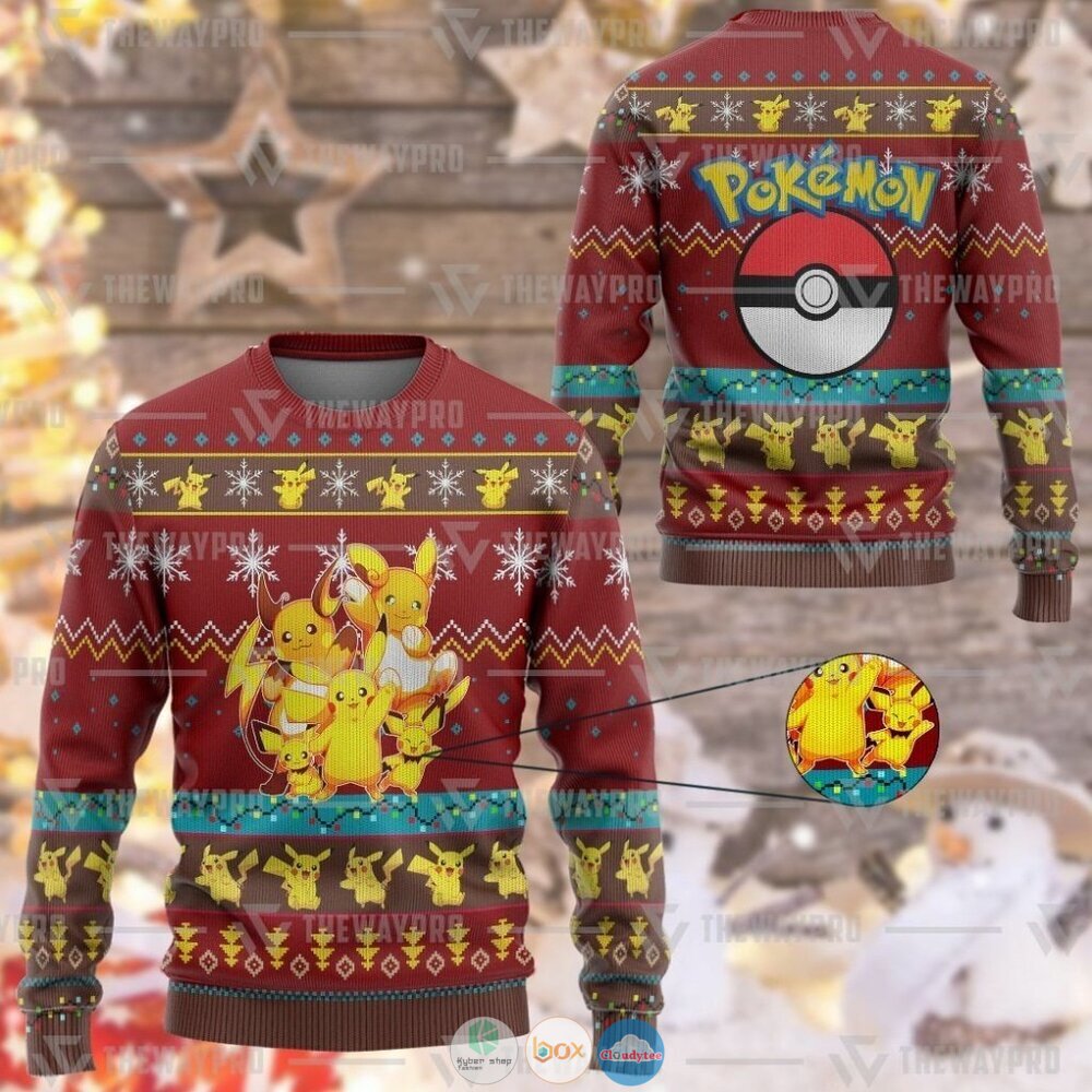 Pokemon Pika Pika Ugly Christmas Sweater 20 Anime Pokemon Pika Pika Christmas Sweater