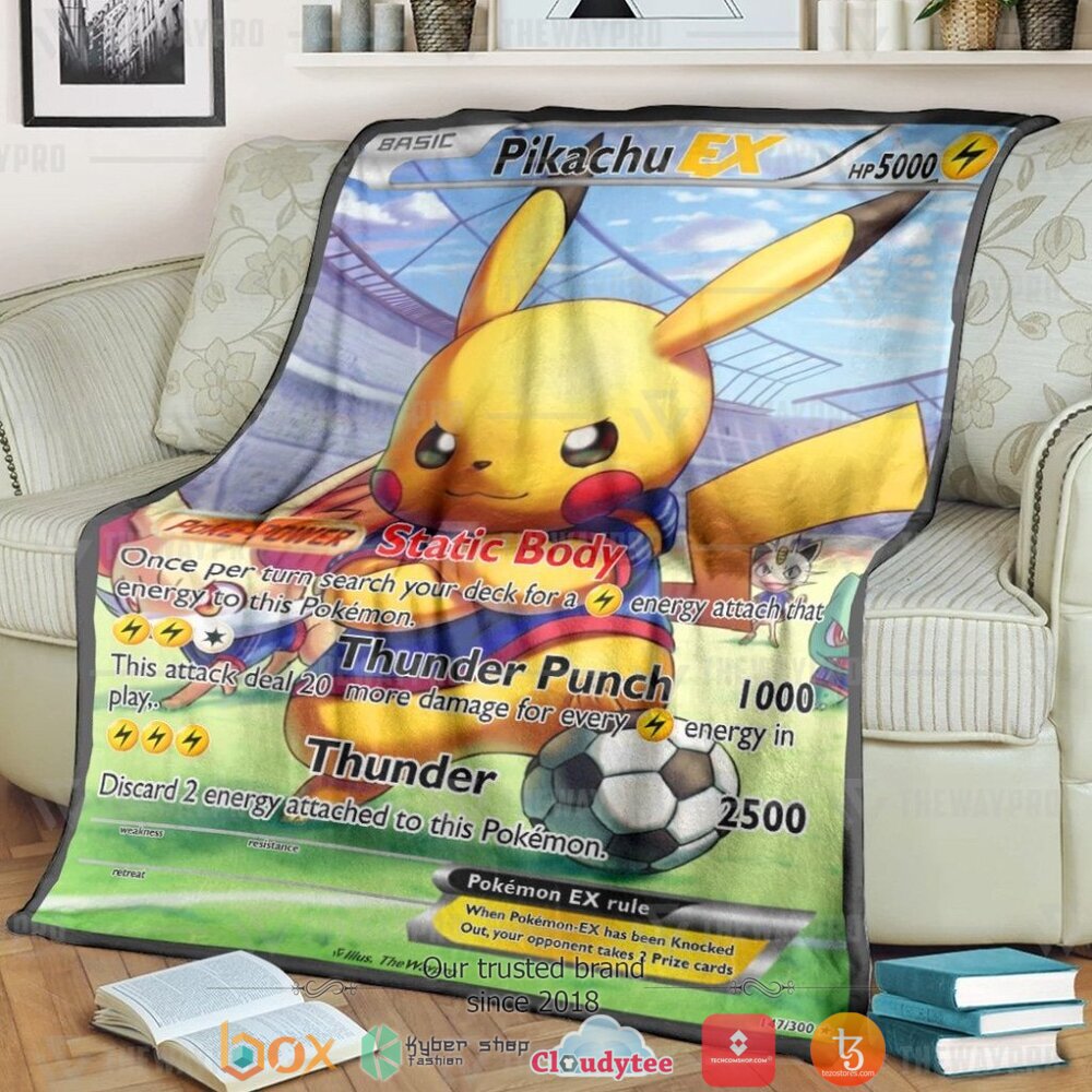 Anime Pokemon Pikachu EX Soft Blanket