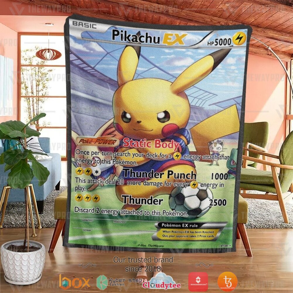 HOT Pikachu EX Pokemon Blanket 2 Anime Pokemon Pikachu EX Soft Blanket 1