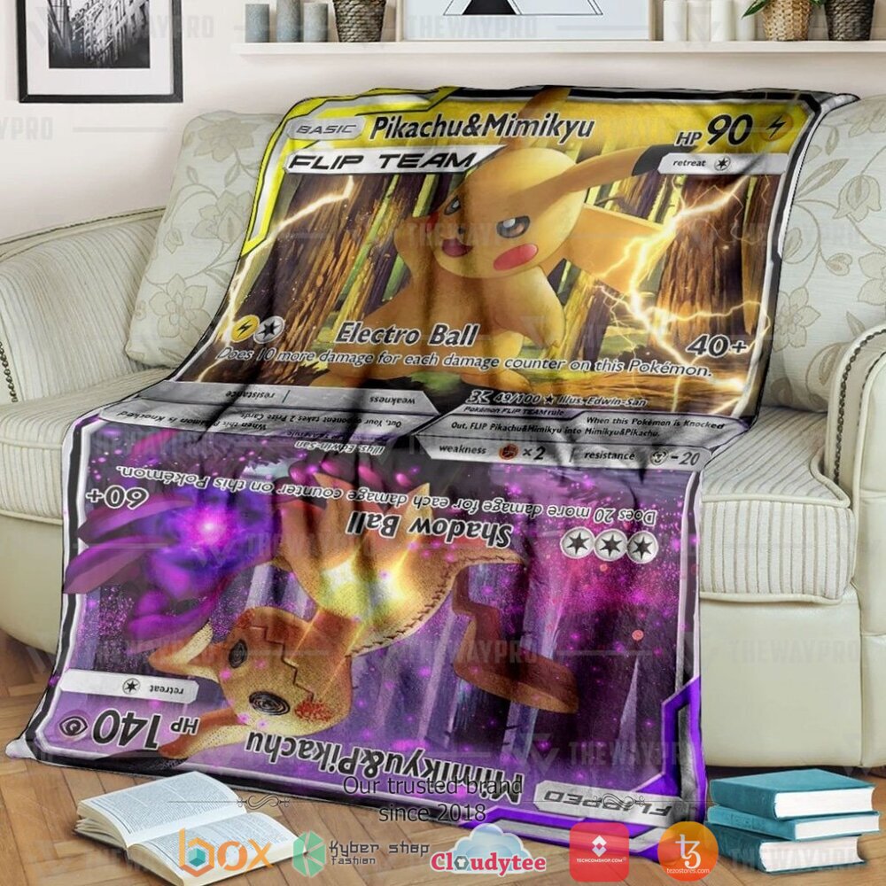 Anime Pokemon Pikachu Mimikyu Flip Team Soft Blanket