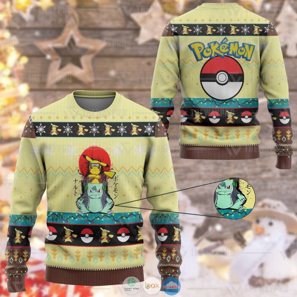 Pokemon Pikuto Ugly Christmas Sweater 1 Anime Pokemon Pikuto Christmas Sweater