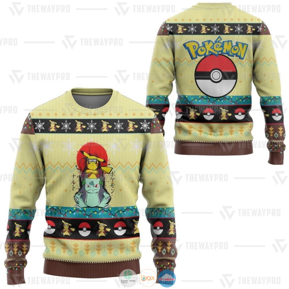Pokemon Pikuto Ugly Christmas Sweater 4 Anime Pokemon Pikuto Christmas Sweater 1 2 3