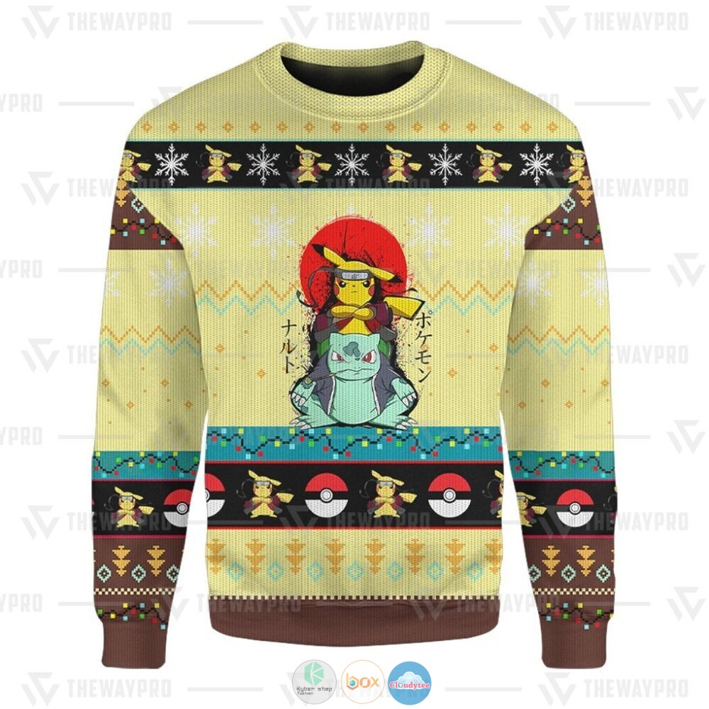 Pokemon Pikuto Ugly Christmas Sweater 5 Anime Pokemon Pikuto Christmas Sweater 1 2 3 4