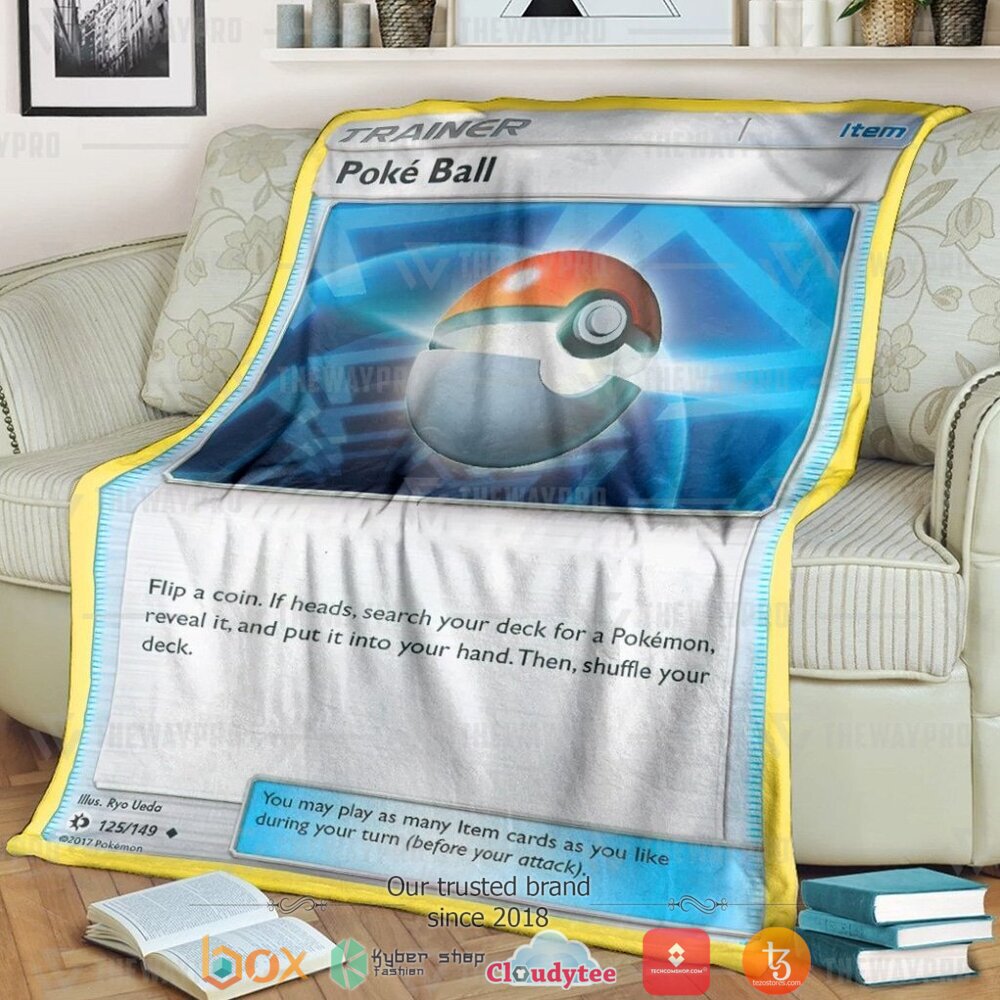 NEW Poke Ball Trainer Pokemon Blanket 8 Anime Pokemon Poke Ball Trainer Soft Blanket
