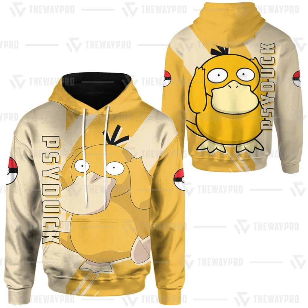 HOT Anime Pokemon Psyduck 3D Printed Hoodie 3 Anime Pokemon Psyduck 3D All Over Printed Hoodie 1 2