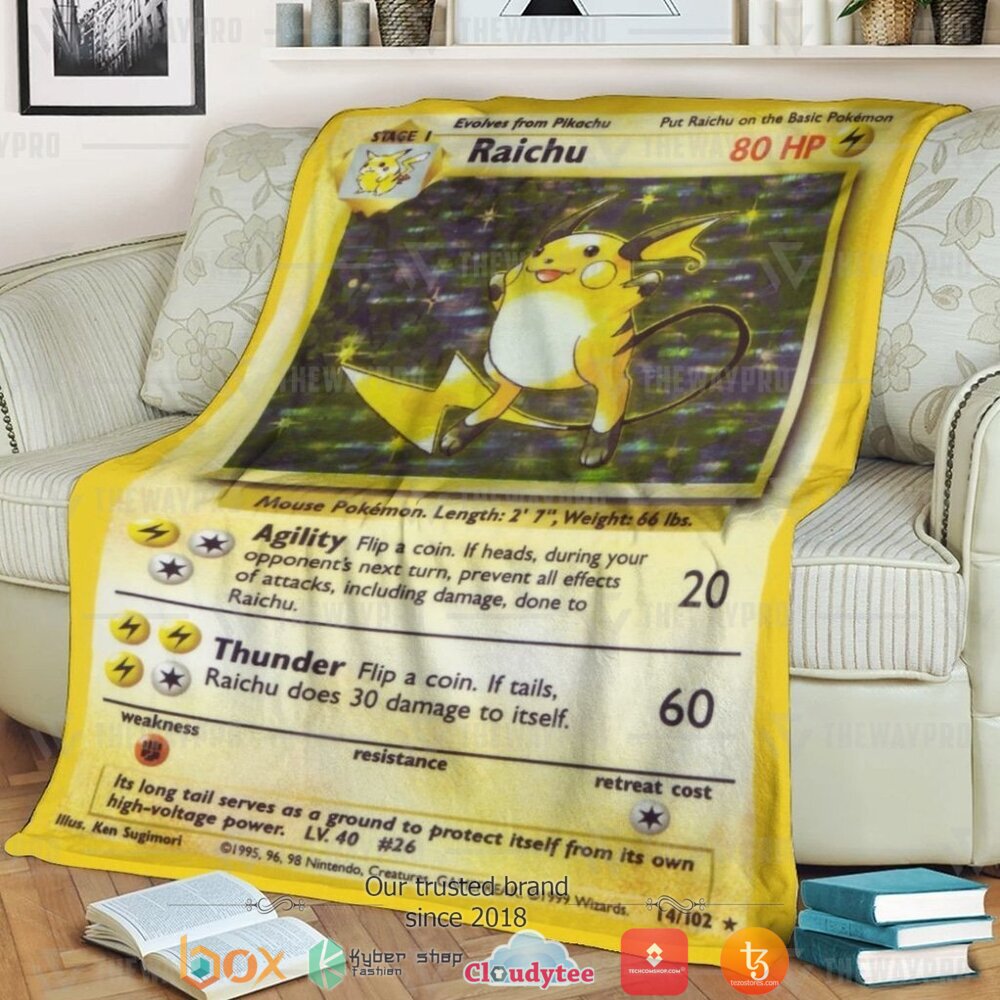 Anime Pokemon Raichu Base Set soft Blanket