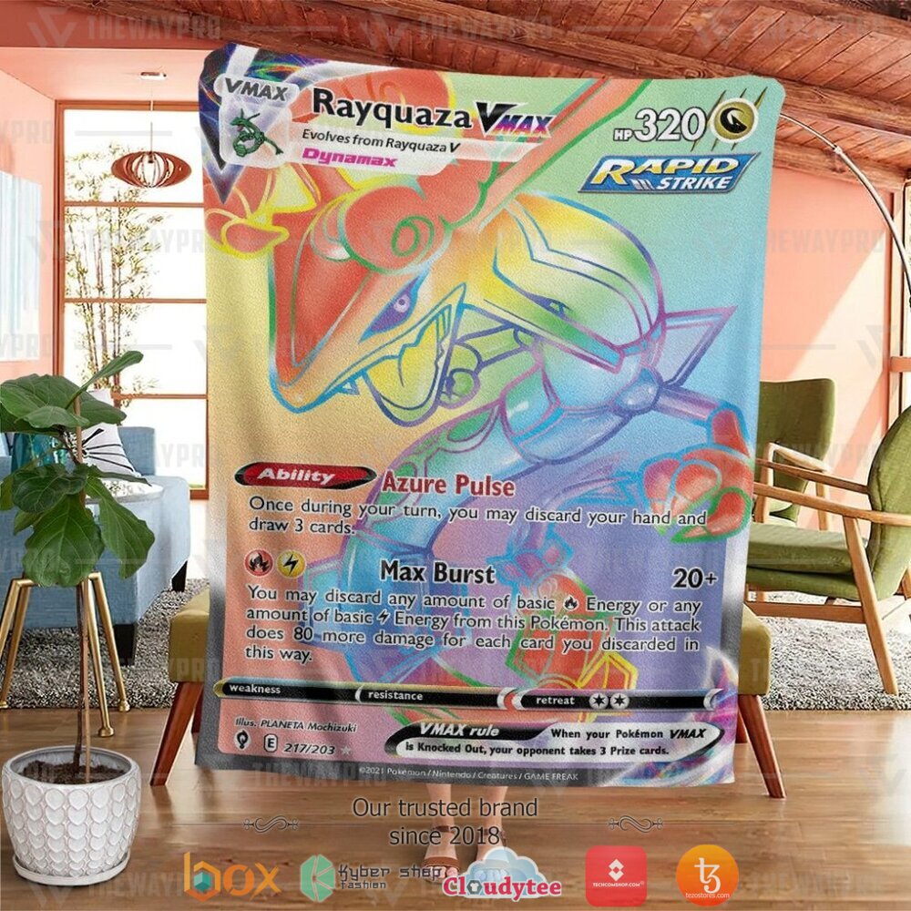 BEST Rayquaza VMAX Evolving Skies Pokemon Blanket 2 Anime Pokemon Rayquaza VMAX Evolving Skies Soft Blanket 1