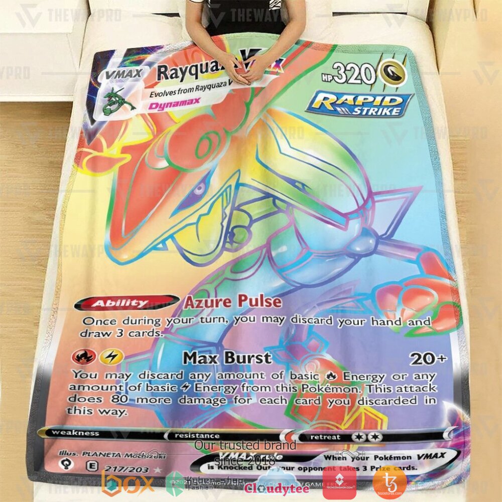 BEST Rayquaza VMAX Evolving Skies Pokemon Blanket 3 Anime Pokemon Rayquaza VMAX Evolving Skies Soft Blanket 1 2