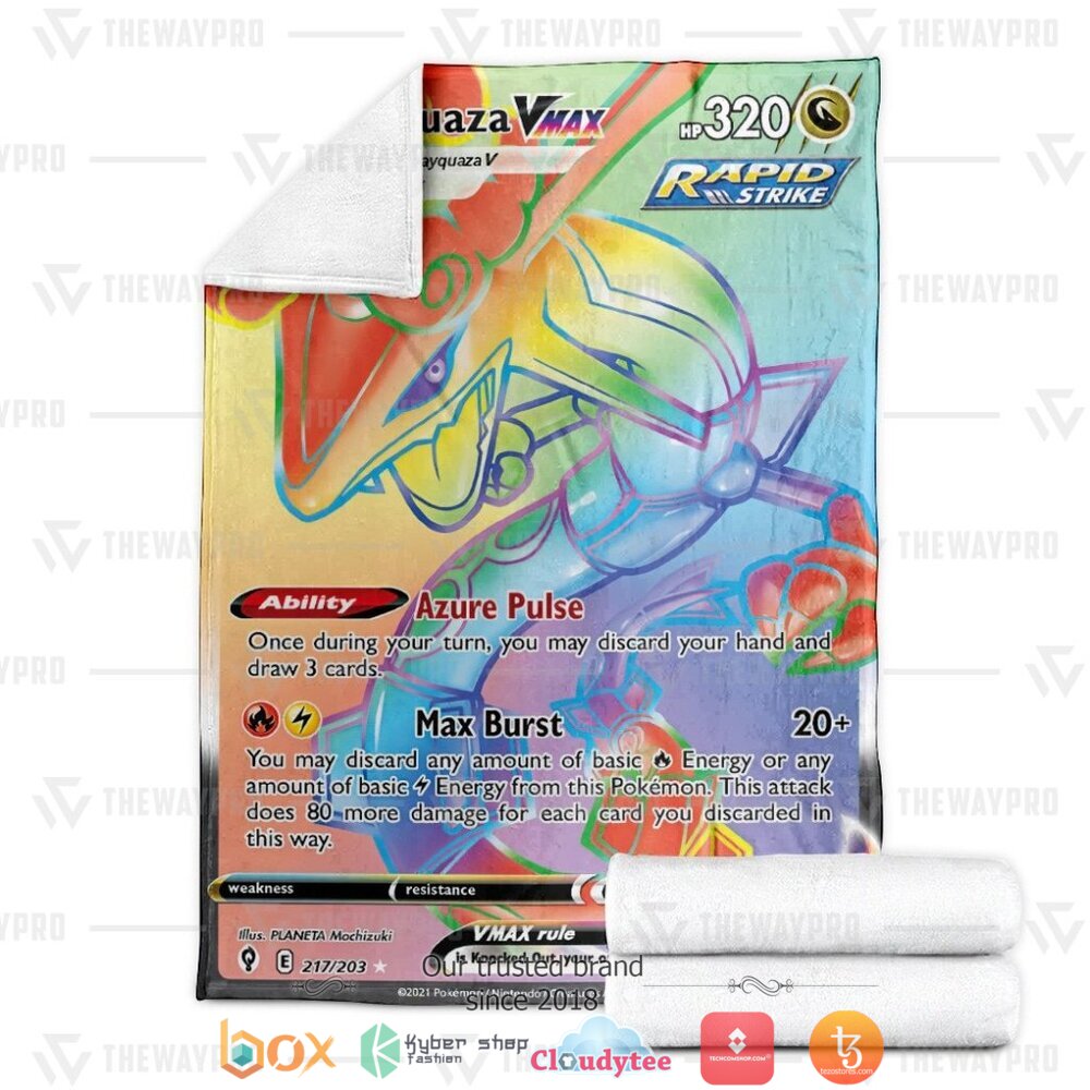 BEST Rayquaza VMAX Evolving Skies Pokemon Blanket 4 Anime Pokemon Rayquaza VMAX Evolving Skies Soft Blanket 1 2 3