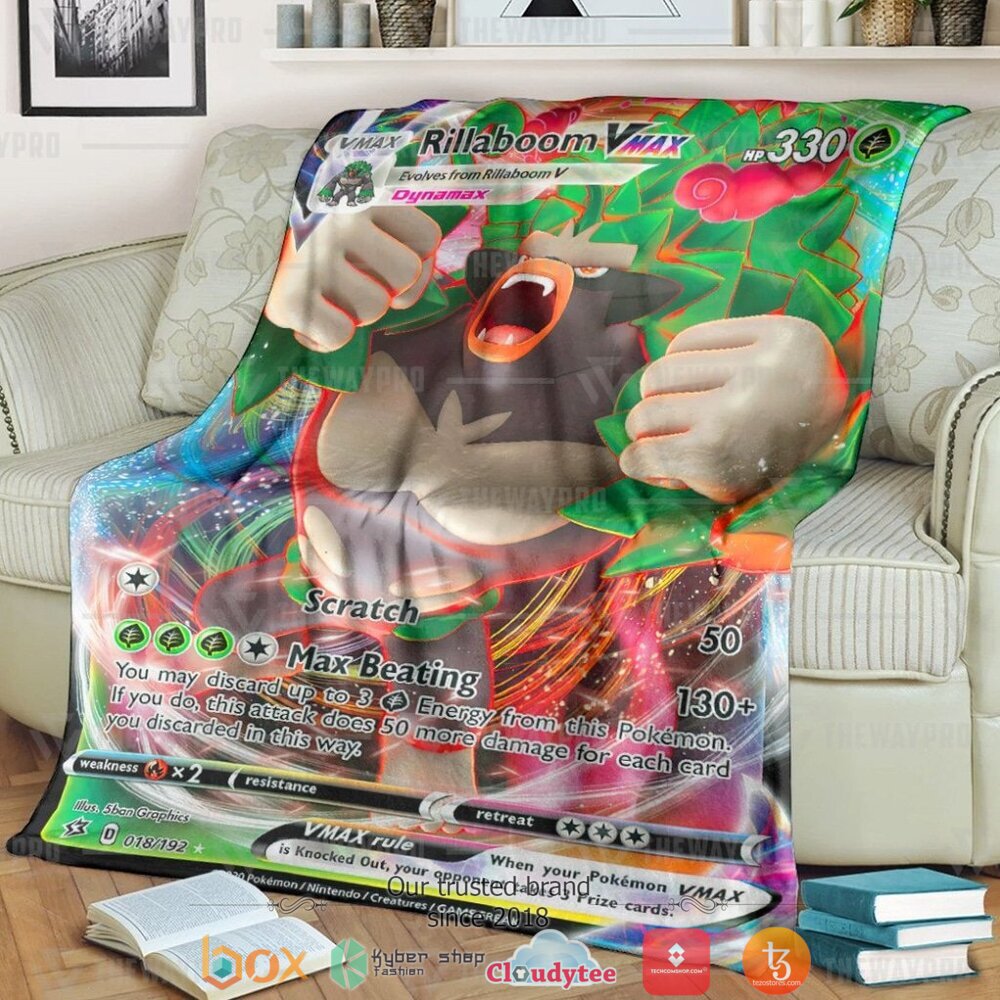 Anime Pokemon Rillaboom VMAX Rebel Clash Soft Blanket