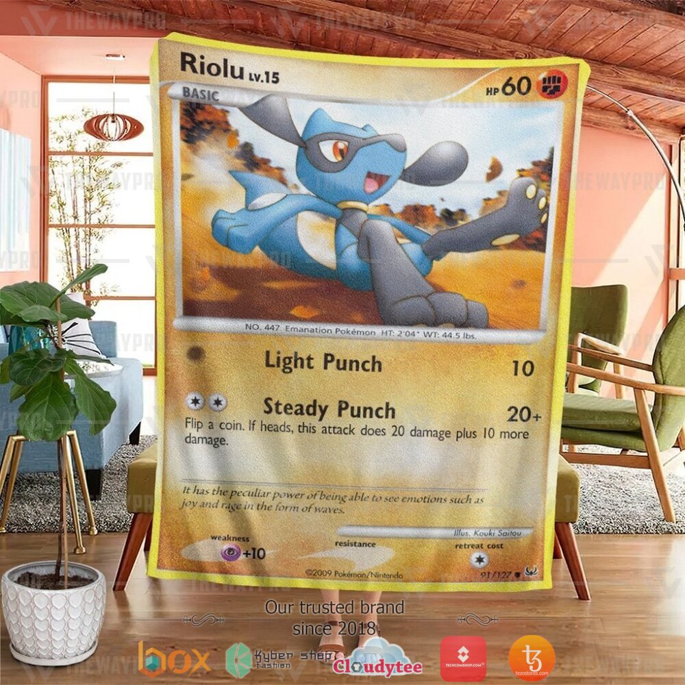 HOT Riolu Platinum Pokemon Blanket 2 Anime Pokemon Riolu Platinum Soft Blanket 1