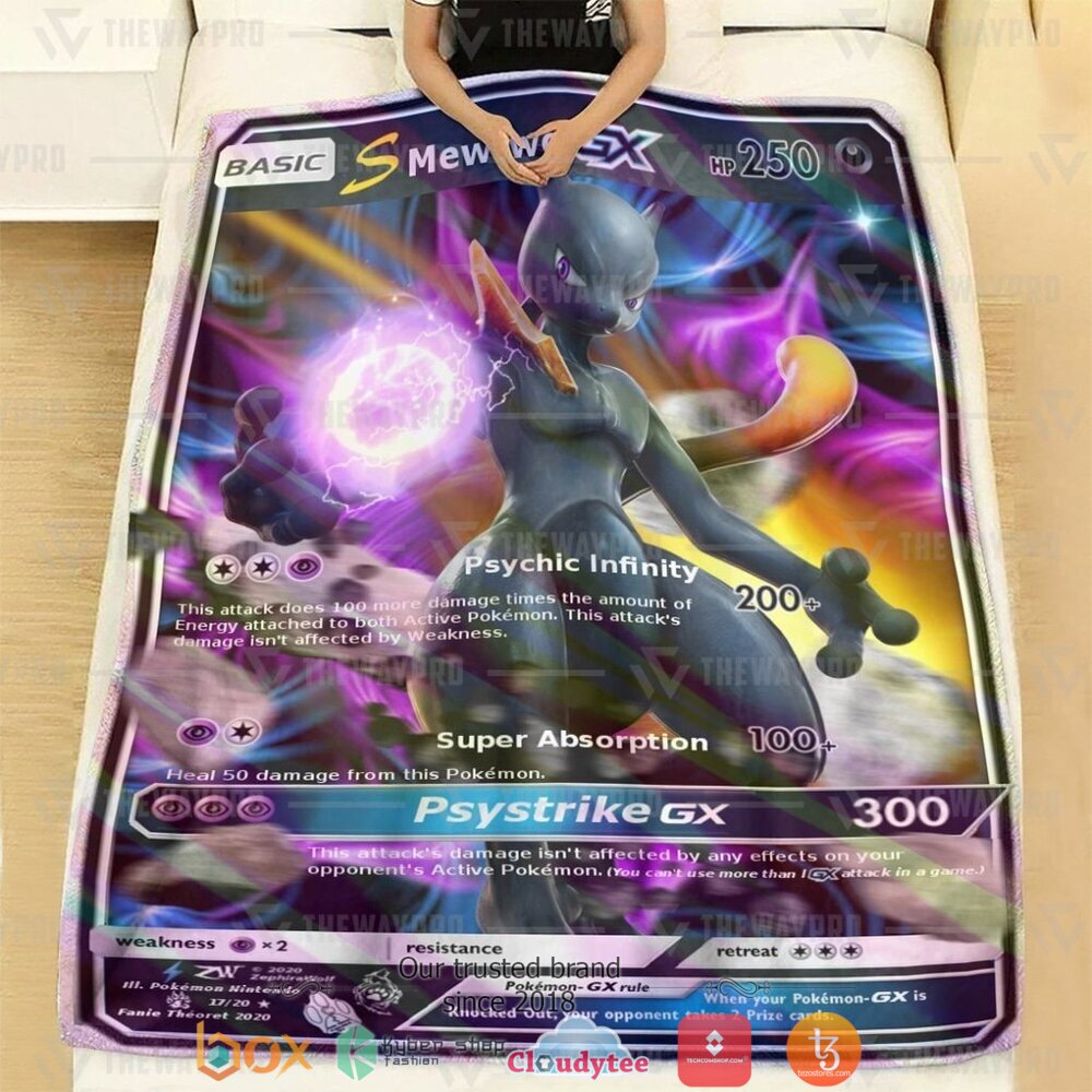 NEW S Mewtwo GX Shadow Pokemon Blanket 2 Anime Pokemon S Mewtwo GX Shadow soft Blanket 1