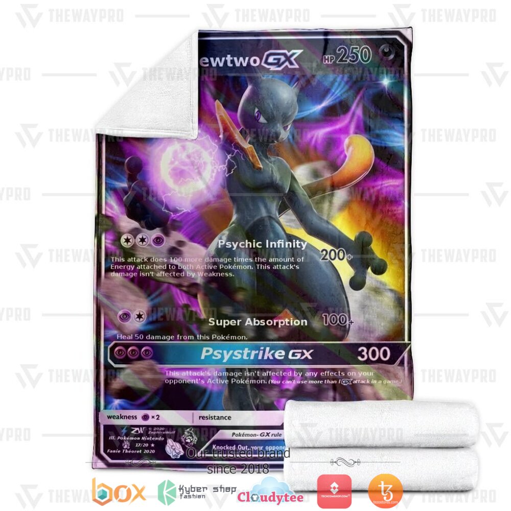 NEW S Mewtwo GX Shadow Pokemon Blanket 3 Anime Pokemon S Mewtwo GX Shadow soft Blanket 1 2