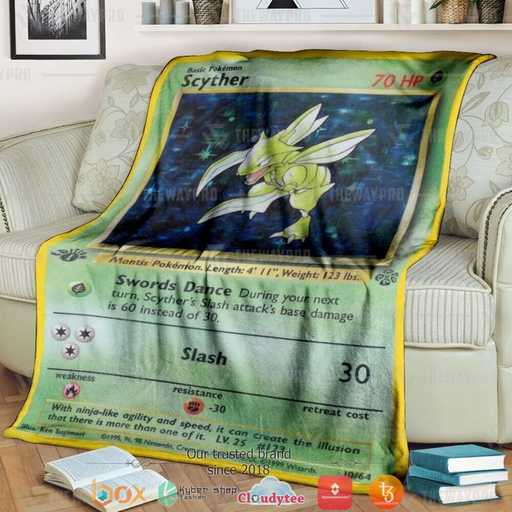 Anime Pokemon Scyther Holo 1st Edition soft Blanket