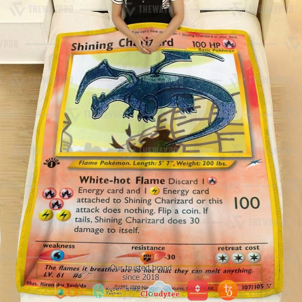 BEST Shining Charizard Neo Destiny Pokemon Blanket 2 Anime Pokemon Shining Charizard Neo Destiny soft Blanket 1