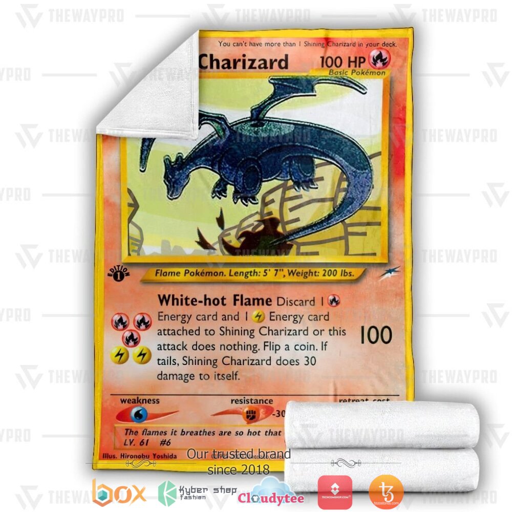 BEST Shining Charizard Neo Destiny Pokemon Blanket 3 Anime Pokemon Shining Charizard Neo Destiny soft Blanket 1 2