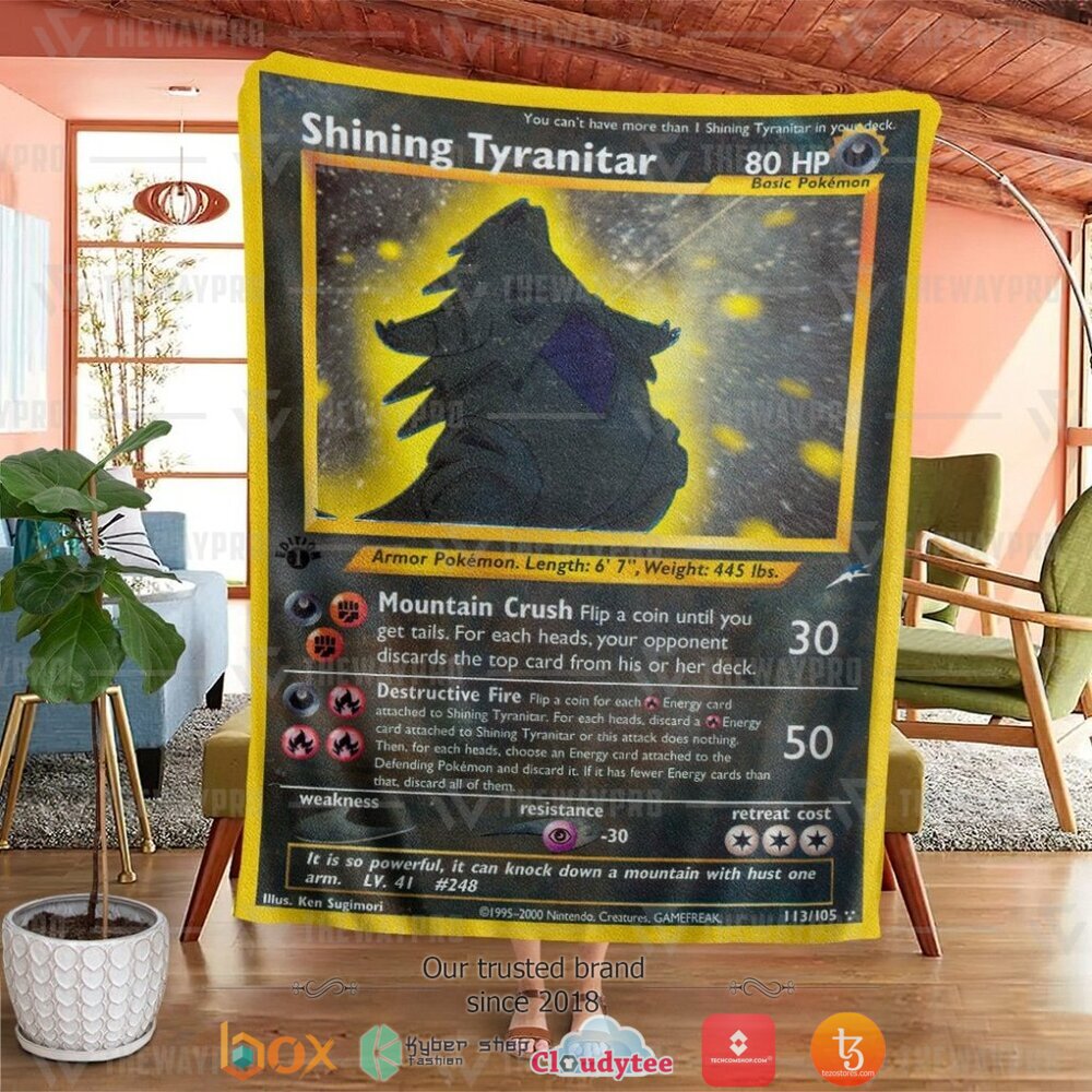 BEST Shining Tyranitar Neo Destiny Pokemon Blanket 22 Anime Pokemon Shining Tyranitar Neo Destiny Soft Blanket 1